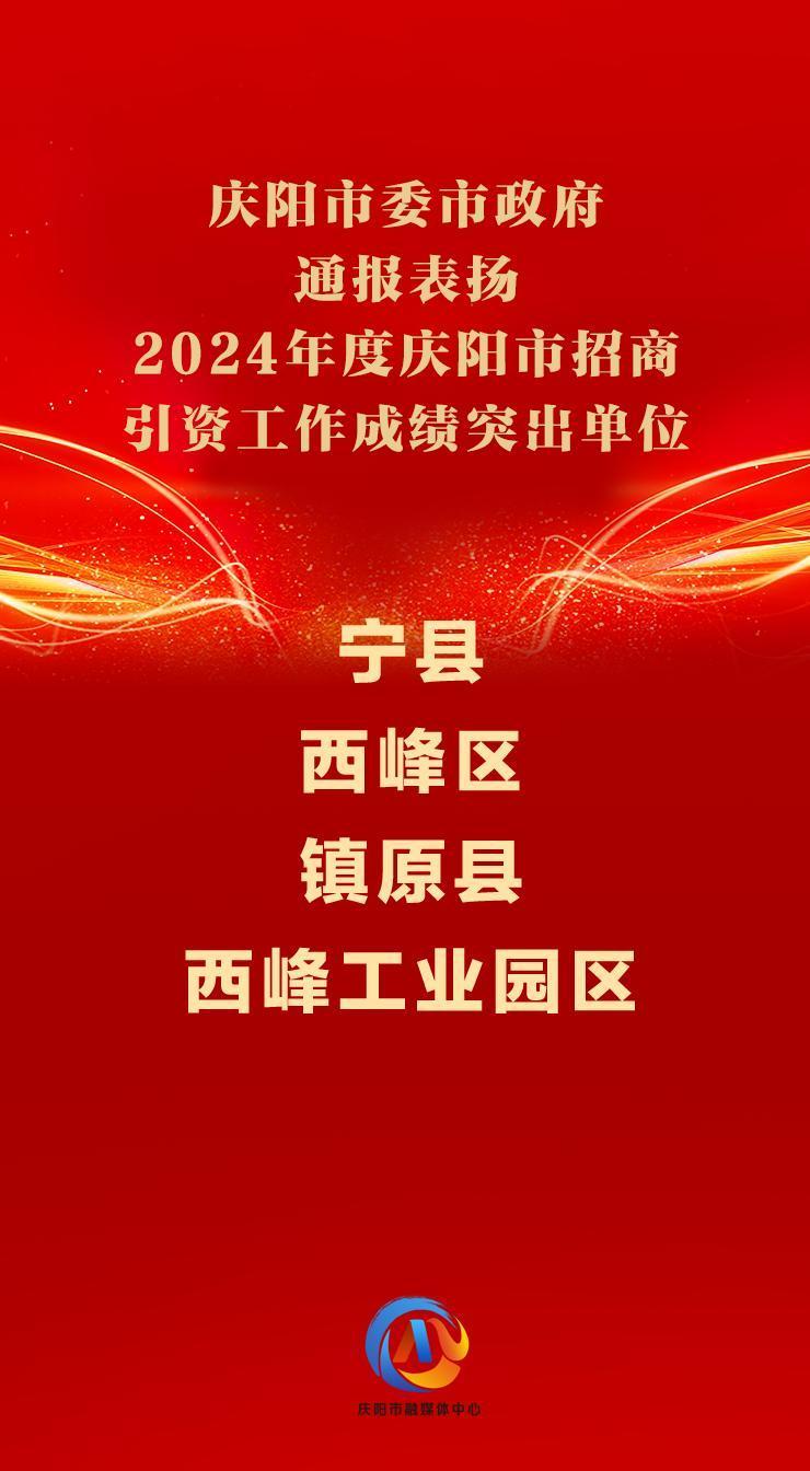 ?【微海報】慶陽市委市政府通報表揚(yáng)2024年度慶陽市招商引資工作成績突出單位